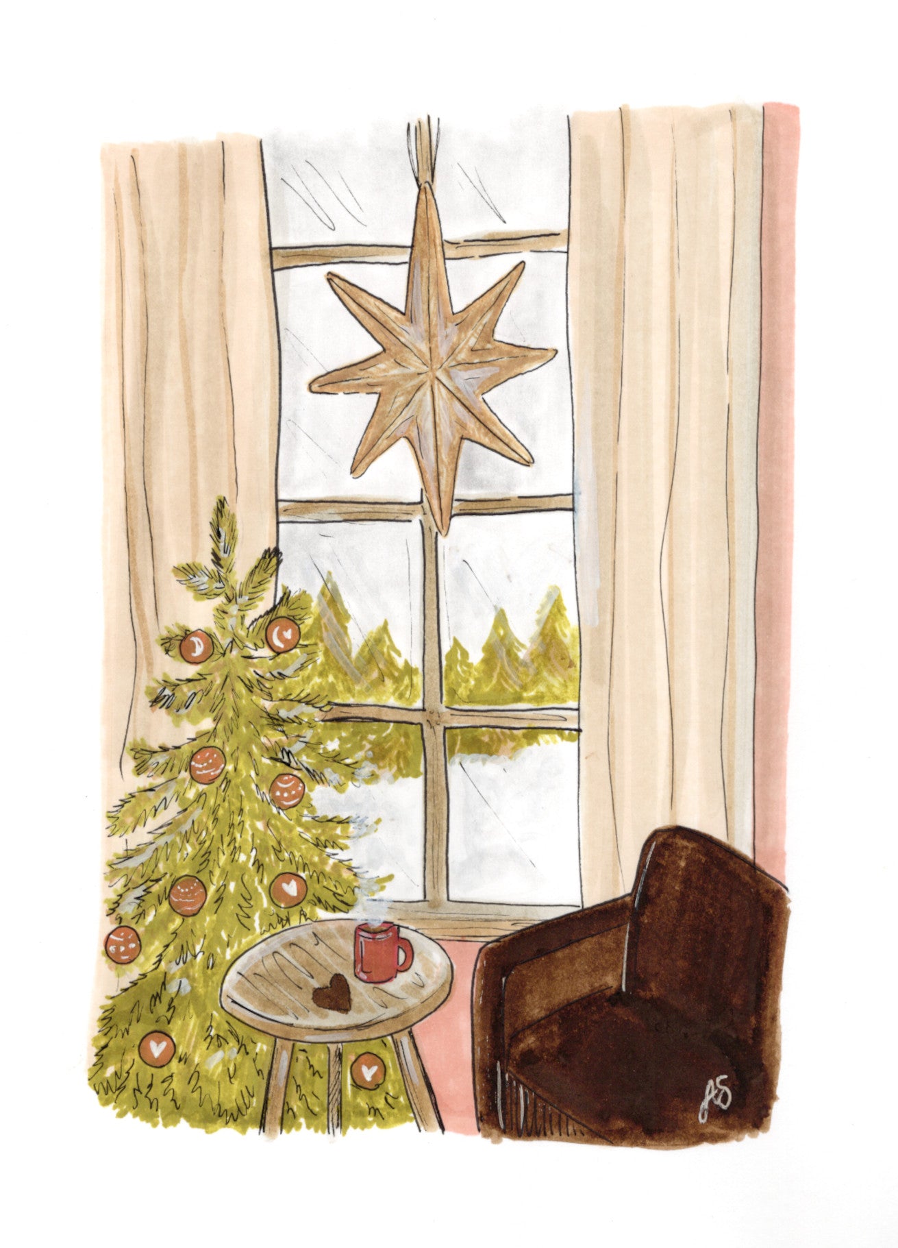 Joulukortti - Ikkunalla