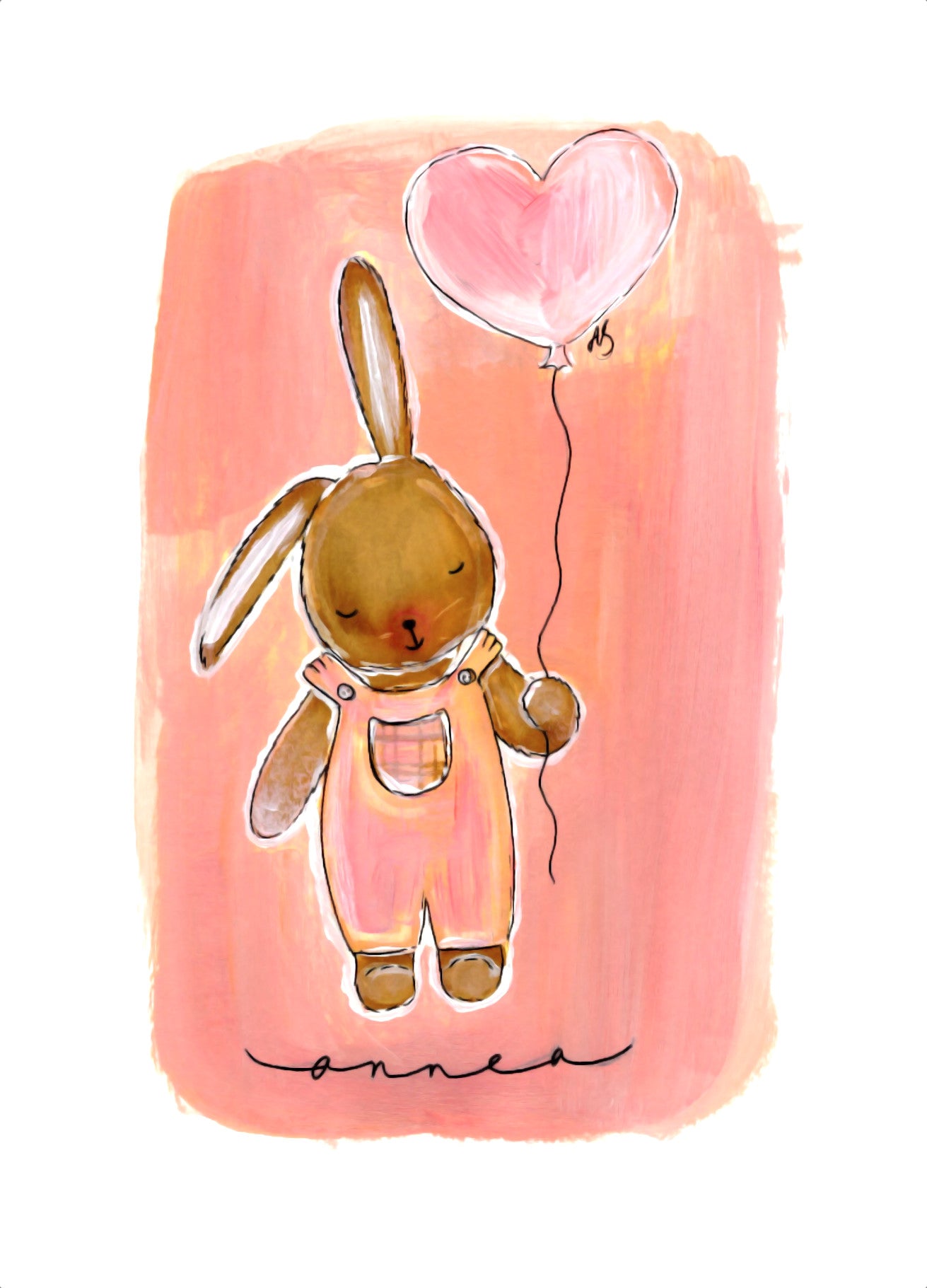 Onnittelukortti - Pupu ja ilmapallo