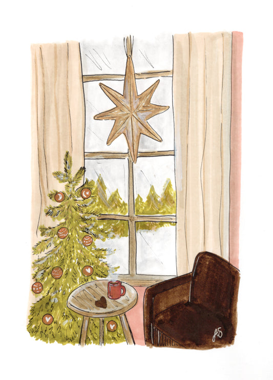 Joulukortti - Ikkunalla
