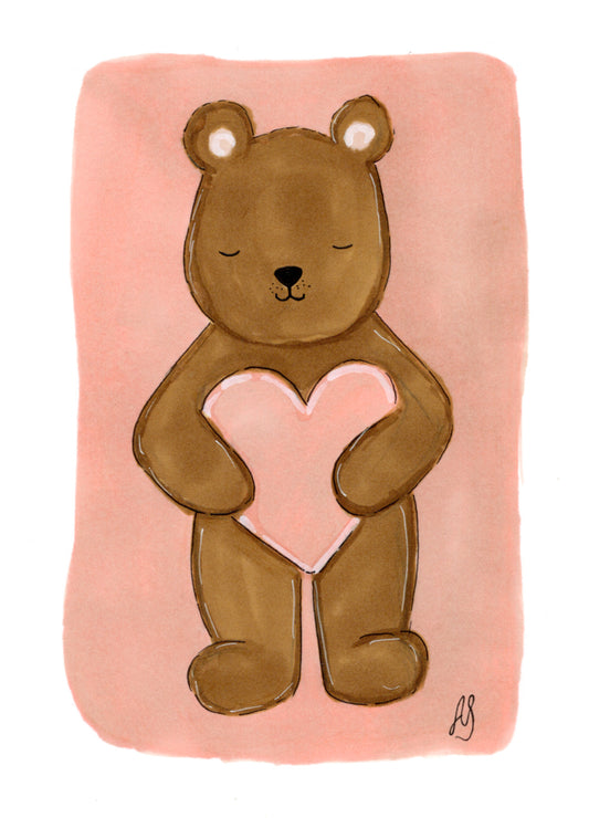 Onnittelukortti - Nalle ja sydän