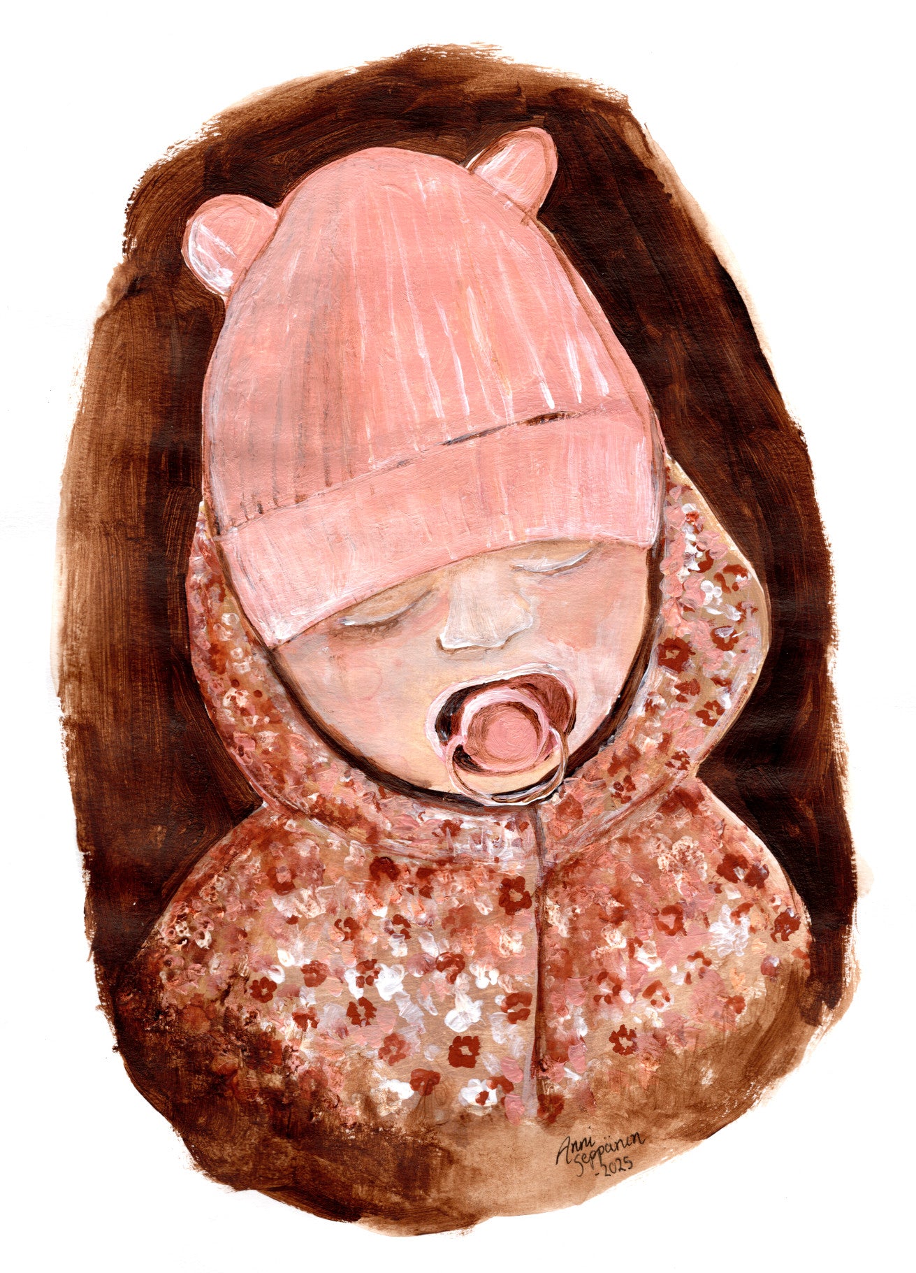 Kortti - Vauva kukkapuvussa